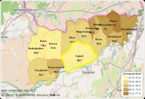 10. térkép: Foglalkoztatott nélküli háztartások aránya a cigándi járásban, 2011 Forrás: TEIR A regisztrált munkanélküliek száma 2000-2009 között dinamikusan és folyamatosan emelkedett, 2010 óta