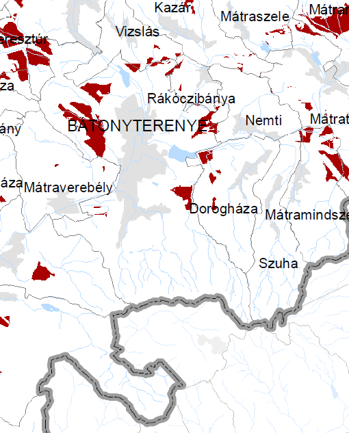 Földtani veszélyforrás területének övezete Vízeróziónak kitett terület övezete (Forrás: MTrT Melléklet részlet) 1.3.2.