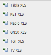 8. Segéd műveletek 8.1. Excel / XML export A Segéd műveletek/excel export menün keresztül lehet a Tábla-, KET-, Napló- (GN07), Permetezési (GN10), TGT- (Tápanyag gazd.