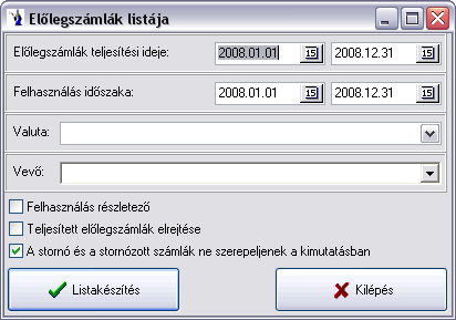 A nyomtatható lista tartalmazza az idő intervallumban található (esetleg adott szállító) számlákat, melyekről feltüntetésre kerül a számlaszám, számla kelte, a teljesítés időpontja, a fizetés módja,