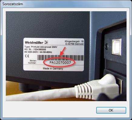 Telepítés 20 A sorozatszámhoz tartozó kérdőjelre kattintva láthatja, hogy a nyomtatón hol helyezkedik el az adattábla. 70.