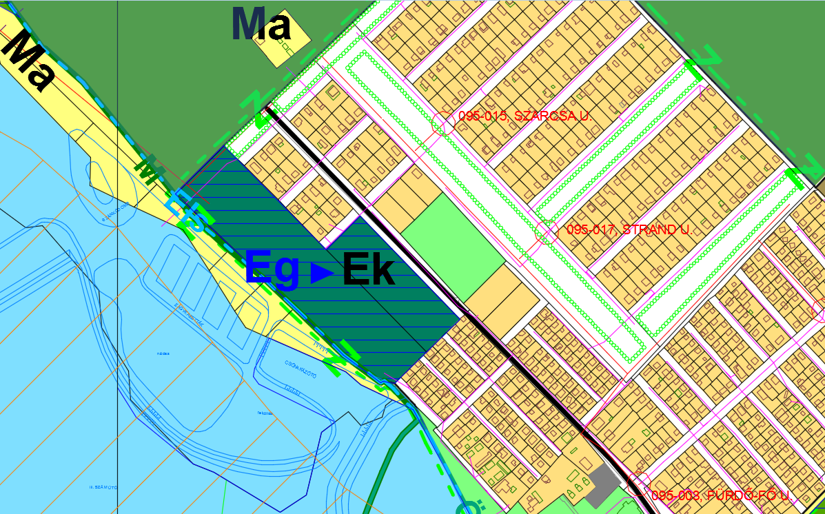 Szerkezeti tervi módosítása - részlet: Üdülőterület, strand 6.