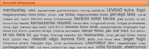 A kulcsszólisták látható módon történő megjelenítése is manipulatívnak számít, az eltérés mindössze annyi az előzőtől, hogy ezek a listák a felhasználók számára is olvashatóak (lásd 66. ábra).