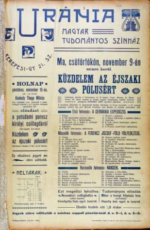 Az első előadás: Küzdelem az éjszaki pólusért 1899. nvember 9.