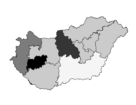 illetőleg megküldjék az aktualizált éves adatokat. A szervezetek térbeli elhelyezkedése eltérő sűrűséget mutat (1.