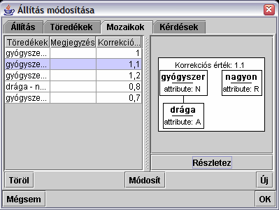 11. ábra: Állításmozaikok adminisztrációs felülete 5.2.