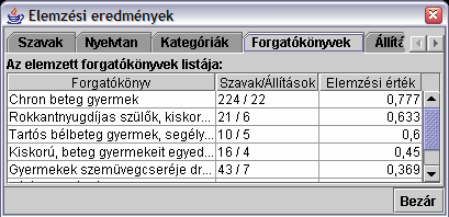 25. ábra: Az elemzés tulajdonságainak beállítása Az elemzési eredményeket minden modulhoz vagy modulcsoporthoz (a szavak elemzését, a szövegfeldolgozást és az alapvető szintaktikai elemzéseket