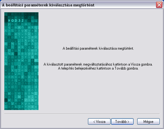 Hagyja bejelölve az Az AMON modul automatikus betöltésének engedélyezése (ajánlott) jelölőnégyzetet és nyomja meg a Tovább gombot A beállítási paraméterek kiválasztása