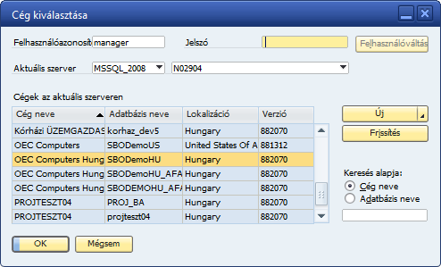 SAP Business One 20 Az SQL Management Studio segítségével tudunk adatbázisokat lementeni és betölteni.
