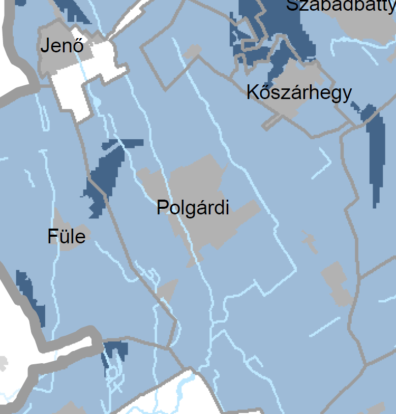 Vízeróziónak kitett terület övezete - a módosítás a település teljes közigazgatási területét érinti Összességében megállapítható, hogy a településszerkezeti terv módosítás a