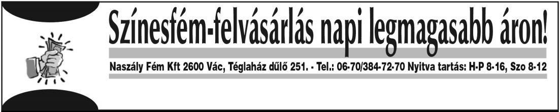 Szerkesztőség: Vác, Csányi körút 45. Tel.: 27/316-100 Fax: 27/305-581 Olvasószolgálat: munkanapokon 9 és 15 óra között. Ára: előfizetőknek 125, árusoknál 145 forint.