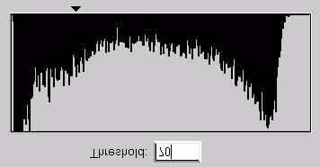 Megjegyzés: Ez a lehetőség csak fekete-fehér képtípus esetén áll rendelkezésre. A hisztogram x tengelye a kép pontjainak fényességszintjét reprezentálja (0-tól 255-ig, balról jobbra).