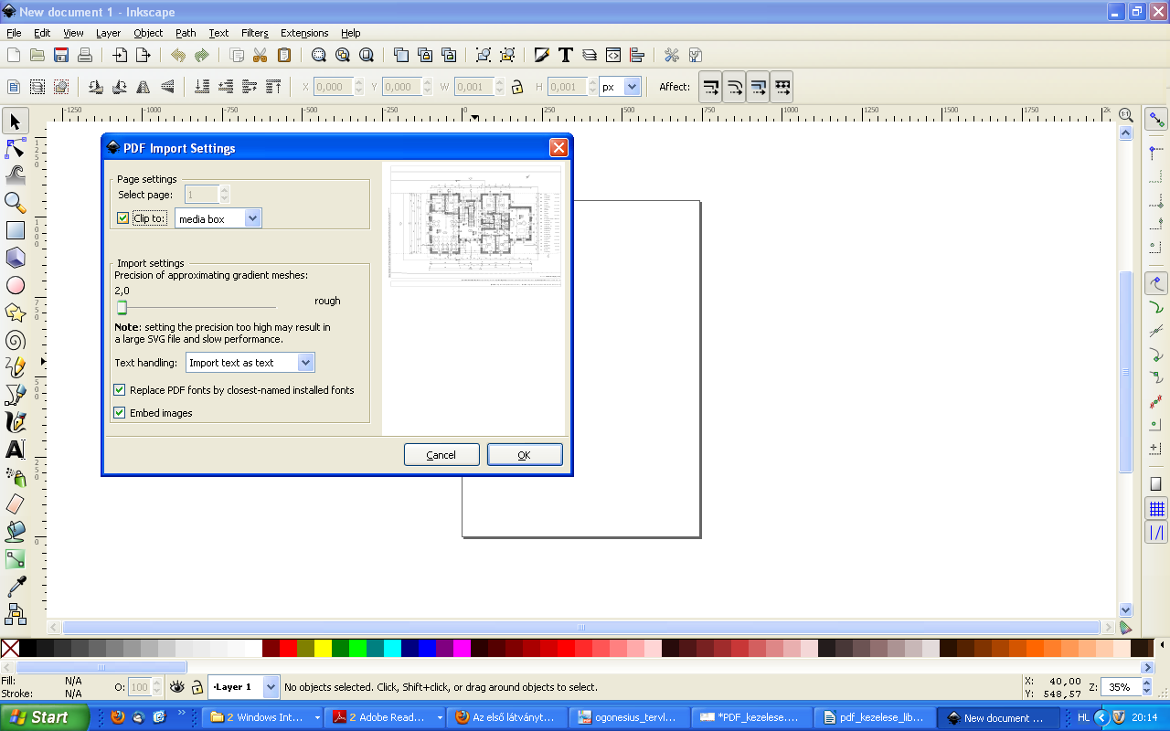 Tippek és trükkök 1.2. Inkscape Az ingyenes és nyílt forrású Inkscape egy magasabb tudású vektorgrafikus képszerkesztő, s mint ilyen, a vektorgrafikus PDF fájlokat is képes beolvasni, majd kiírni.