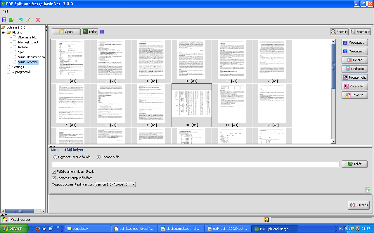 A PDF alapú műszaki dokumentáció Amennyiben szét kívánunk választani egy PDF fájlt, úgy a Split opciót válasszuk.