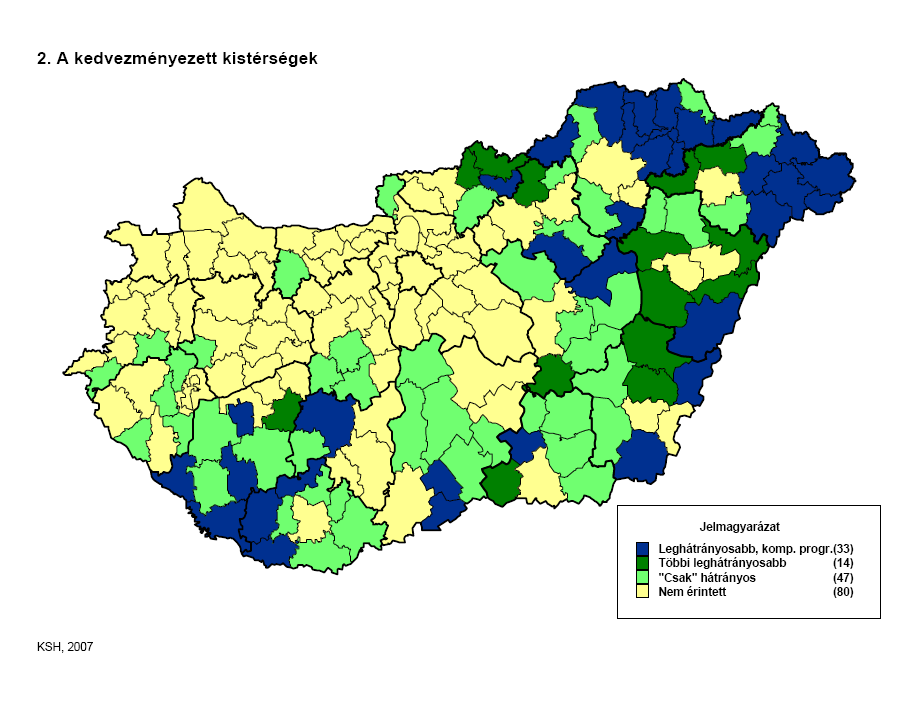 Forrás: Tájékoztató a kiemelten támogatott kistérségekről, KSH Budapest 2008. 3.