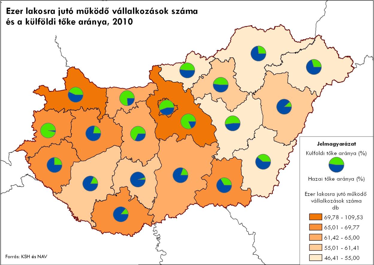 Térképet készítette: Nemzetgazdasági Tervezési Hivatal. Néhány jelentősebb, nagyobb hozzáadott értéket előállító 20 vállalkozás a megyében: Jabil Circuit Kft. Borsodi Sörgyár Zrt.