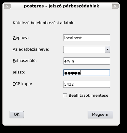 KÉSZEN AZ ÉRETTSÉGIRE A kiválasztott típusú adatbázis adatainak beírását követően már csatlakoztunk is a kívánt adatbázis-szerverhez.