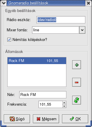 144 11. FEJEZET TV-TUNER KÁRTYA UHU-LINUX ALATT 11.14. ábra. A gnomeradio beállítása A DMCRadio Vannak olyanok, akik nem mindig indítanak grafikus felületet, ám szeretnének pl. rádiót hallgatni.