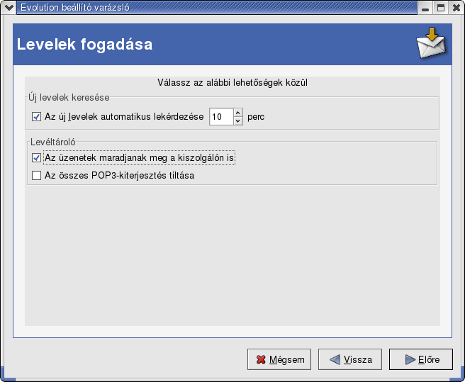 152 13. FEJEZET AZ EVOLUTION LEVELEZŐPROGRAM ben.