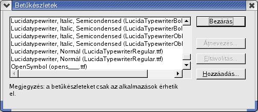 182 15. FEJEZET AZ OPENOFFICE.ORG 15.12. A betűkészletekről Az OO.