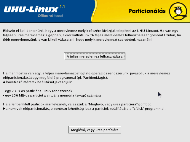 5.4. PARTICIONÁLÁS 65 5.4. Particionálás Továbblépve a 5.7. ábrát látjuk.