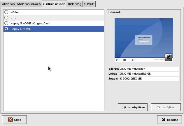 6.1. A GNOME DISPLAY MANAGER (GDM) 83 Egy másik menüpont a Rendszer, amely az UHU-Linux leállítására és újraindítására szolgál (6.3. ábra)