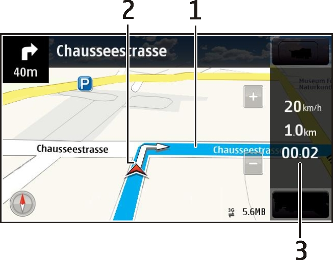 94 Térképek Navigáció nézet 1 Útvonal 2 Saját helyzetünk és irányunk 3 Információs sáv (sebesség, távolság, idő) Forgalmi és biztonsági információk lekérése Könnyítsük meg az autóvezetést a forgalmi