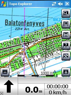 PDA-n a térképet a navigációs gombokkal tudja eltolni. Teljes nézetre a középső gomb lenyomásával nagyíthat.