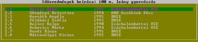 Verseny lebonyolítása Kizárások Menüpont: Alapadatok > Kizárások 00:00,01-től 00:01,00-ig az időeredmények jelentik azt, hogy valakit kizártak a versenyből.