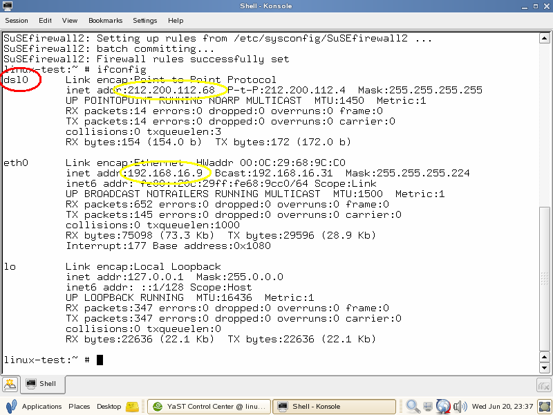 18. Ponovo ifconfig i vidimo koju IP adresu smo dobili ako treba nam ova informacija!