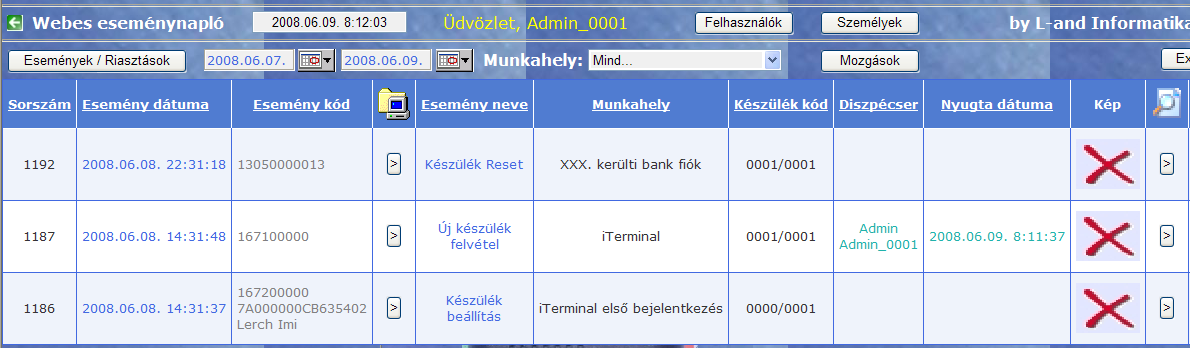 Ugyan ezen a lapon beállíthatjuk a készülék üzeneteit is. Azt, hogy az esemény naplóba az adott eseményhez konkrétan milyen szöveg kerüljön, azt az alábbi táblázat szerkesztésével lehet meghatározni.