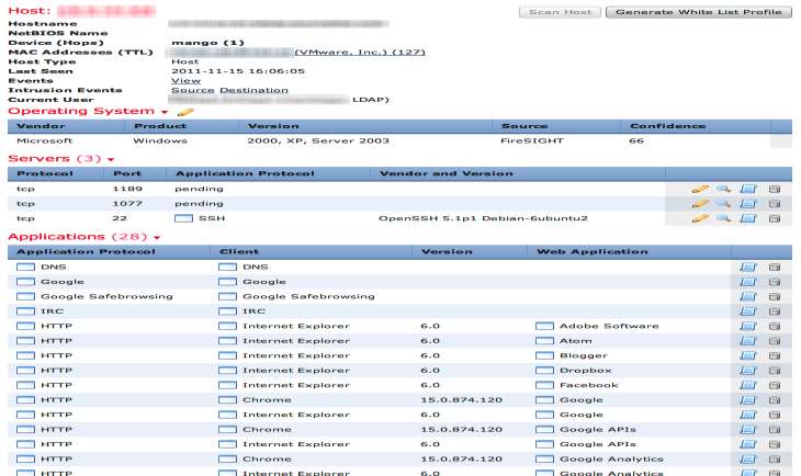 Awareness Who is at the host OS & version Identified What