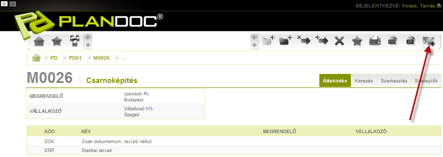 12.2 Körlevél üzenet küldése Az egyszerűsített körlevél funkcióval a PlanDoc rendszer felhasználóinak rövid, szöveges email üzenetet tud küldeni az a felhasználó, aki rendelkezik ezzel a