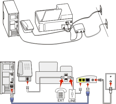 Faxolás 71 Tippek ehhez a konfigurációhoz: Annak ellenőrzése céljából, hogy a VoIP-adapter telefonportja aktív-e, csatlakoztasson egy analóg telefont a porthoz, és ellenőrizze, hogy van-e tárcsahang.