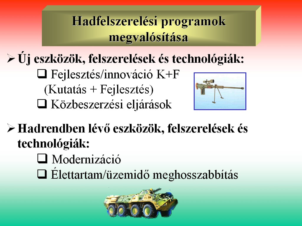 5. számú ábra: A hadfelszerelési programok megvalósítása A KÉPESSÉGEK MEGSZERZÉSÉNEK, MEGVALÓSULÁSÁNAK, VALAMINT A HADFELSZERELÉS FEJLESZ- TÉSEK VÉGREHAJTÁSÁNAK LEHETSÉGES MÓDJAI ÉS FORMÁI 1.