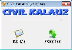 Bármelyikre kattintva indul az alábbi előtét: Az [INDÍTÁS] gombra kattintva elindul a program, a [FRISSÍTÉS] gombra kattintva az Internetről frissítheti a programot (Program) illetve az adatbázist