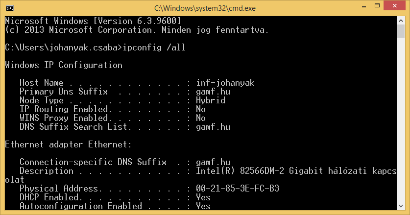 1. Parancssori alapok (CMD.EXE) (Johanyák Zsolt Csaba) A CMD.EXE-t használó parancssori utasításokat két csoportba oszthatjuk aszerint, hogy milyen felhasználói jogosultsággal futtathatóak.