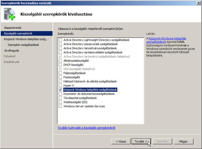 216 Tömeges telepítés 9.2.2 A központi Windows-telepítési szolgáltatások A Windows Server 2003-tól rendelkezésre áll a központi Windowstelepítési szolgáltatások szerepkör (Windows Deployment Services