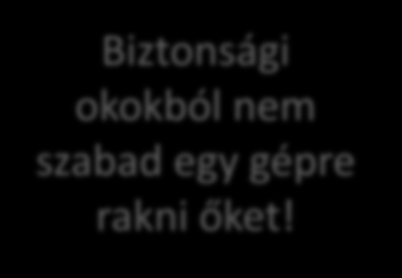 Mire lesz ez jó nekünk? (Ő a biztonsági felelős a cégnél) Biztonsági okokból nem szabad egy gépre rakni őket!