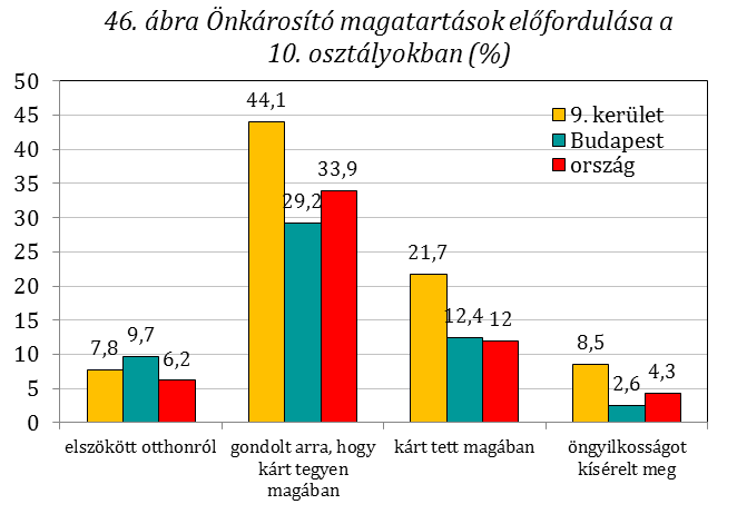 A kilencedik kerületi kutatás megerősíti azokat a korábbi eredményeket, amelyek szerint a különböző problémát jelző viselkedési formák, önkárosító magatartások szoros kapcsolatban állnak a