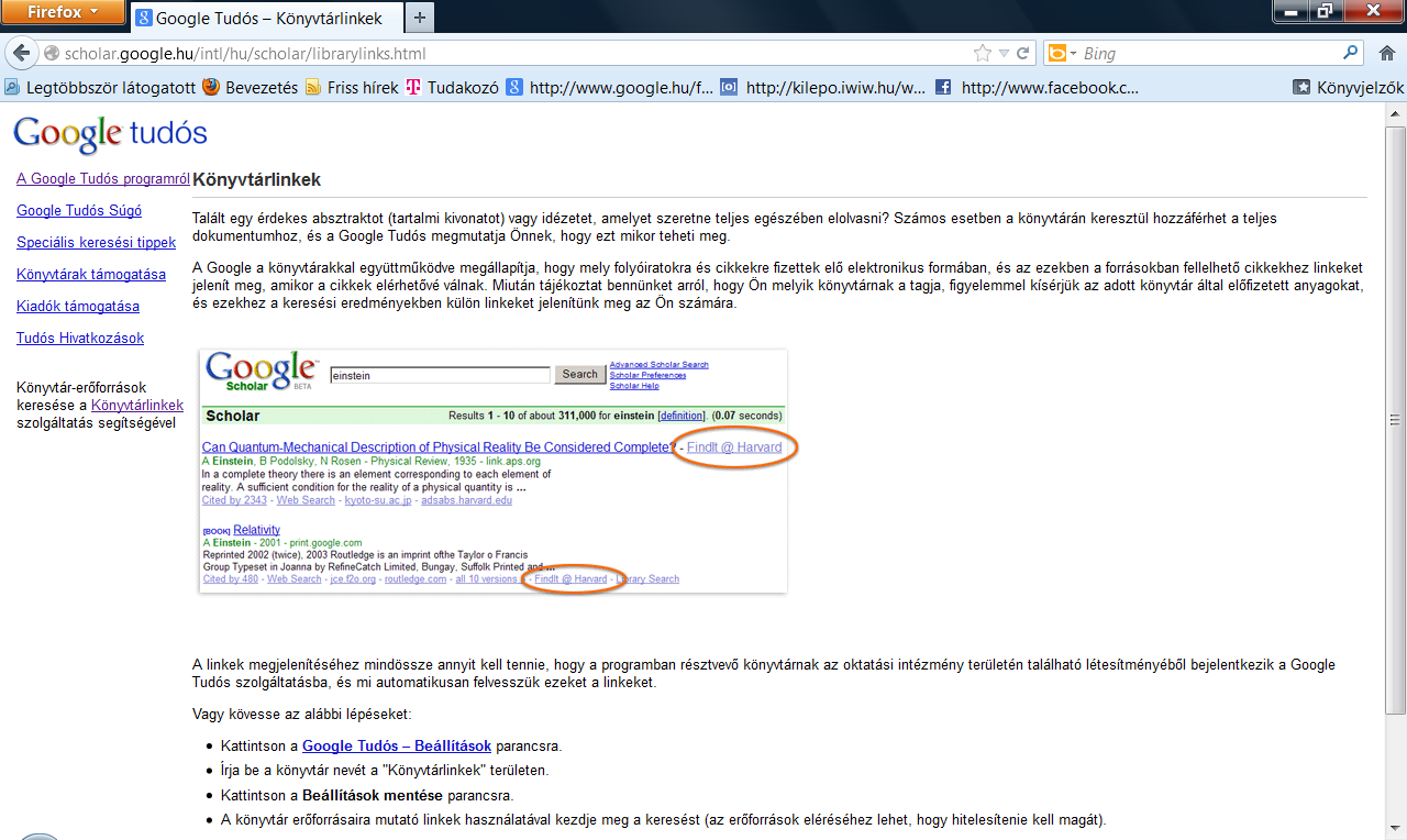 Google Tudós Böngésző programok, például a Google Tudós (www.googles