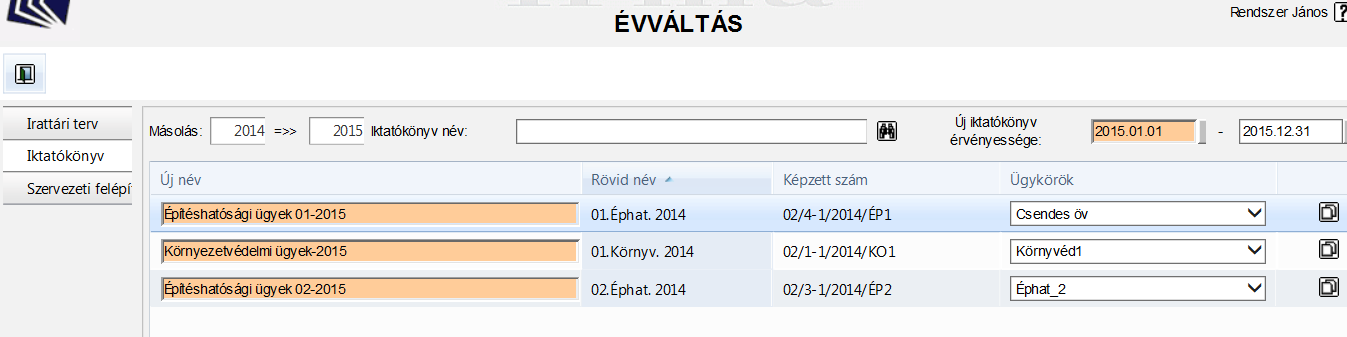 2.14. Évváltás Ez a funkció az év végi teendőket fogja össze, segítve a folyamatos működést.