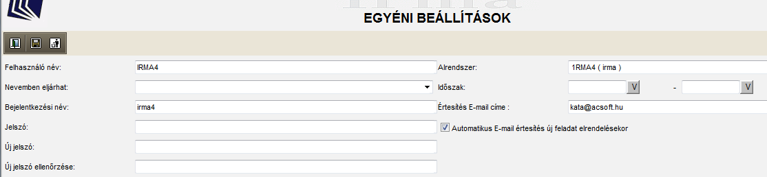 3.1. A rendszer menüpont felépítése A Kilépés - a program befejezését jelenti értelemszerűen, egyszerű ablakbecsukás, nem jelenti, hogy bejelentkezés nélkül nem indítható a program újra.