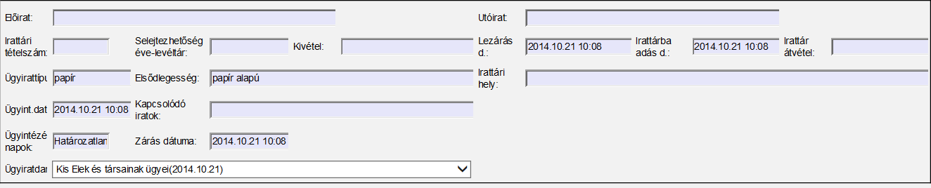 6.2. Egy ügyirat adatai Ezt a funkciót a program szinte minden menüpontjából felhívhatjuk.