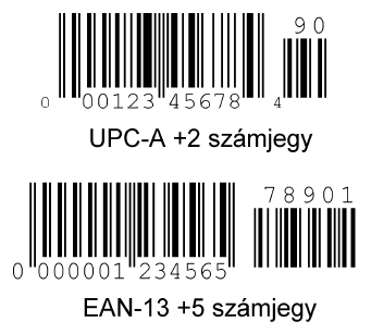 6. ábra: Az UPC-E kód képe (Forrás: http://www.titasraha.com/index.php?id=barcodes) UPC/EAN kiegészítő: A nevéből adódóan, kiegészítőként alkalmazzák a kereskedelmi kódok mellett.