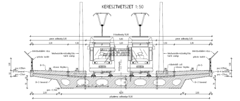 Intermodális közösségi közlekedési csomópont kialakítása Pécsett KÖZOP-5.5.0-09-2010-0006 307 mezzel együttdolgozó egyedi monolit lemezhíd híd épül ~16,0 m nyílásokkal.