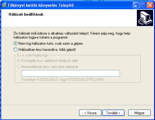 A telepítés folyamata, ha a gépen nincs fent sem a termék, sem MSSQL adatbázis-kezelő: 1. Licence szerződés elfogadása. 2. Telepítési információk. 3.