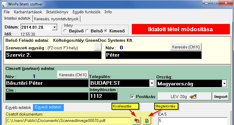 Nyissa meg a File/Beállítások menüben a Vonalkódolvasó fület. (Amennyiben nem érhető el ez a menüpont, akkor adminisztrátorként kell a programba bejelentkezni.