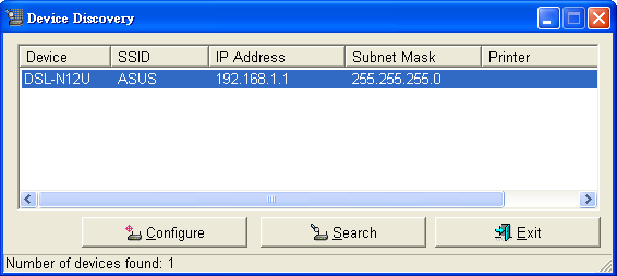 Eszközfelderítés A Device Discovery (Eszközfelderítés) az ASUS egyik WLAN segéprogramja, amely érzékeli az ASUS vezeték nélküli ADSL routert és lehetővé teszi annak konfigurálását.