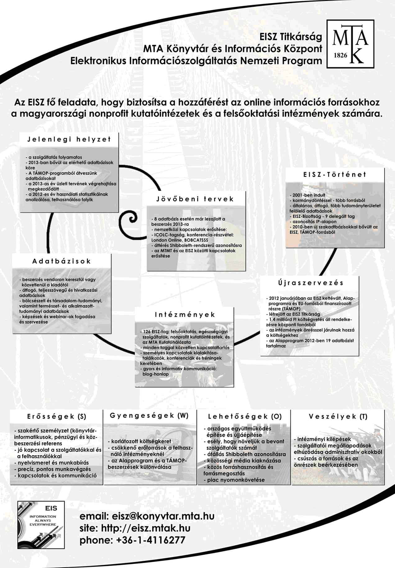 Fontos szempont, hogy azokat a nemzetközi adatbázisokat, amelyeket az MTMT közvetlenül tud használni, illetve hasznosítani adatbázis építése során, az EISZ-program keretében szerezzük be.